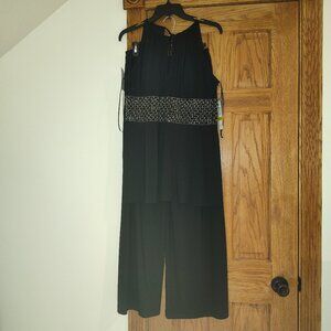 R&M Richards Women's Wide Leg Pull On Pant Suit & Sequin Halter Top NWT
